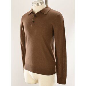 VINCE Mens Light Vicuna Long Sleeve Merino Wool Knit Polo Sweater XS NWT